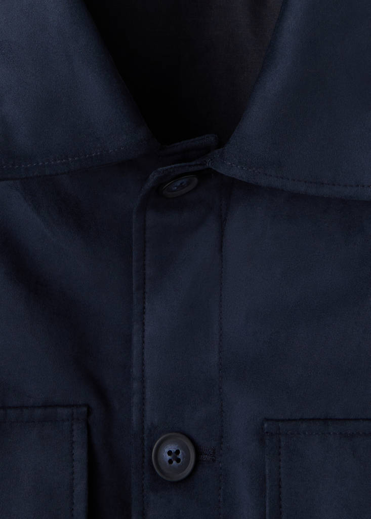 Suede-effect jacket with pockets — Night Blue