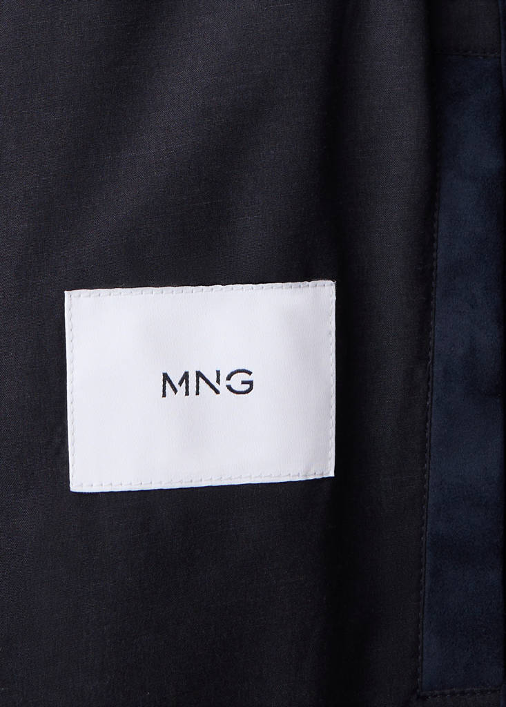 Suede-effect jacket with pockets — Night Blue