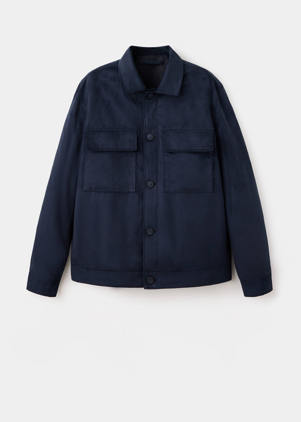 Suede-effect jacket with pockets — Night Blue