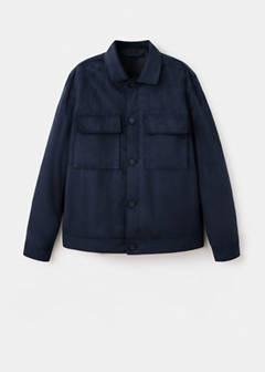 Suede-effect jacket with pockets — Night Blue 9
