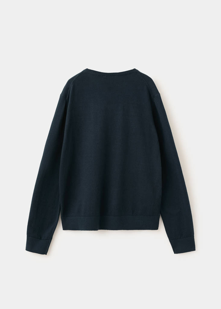 Fine-knit V-neck sweater — Navy