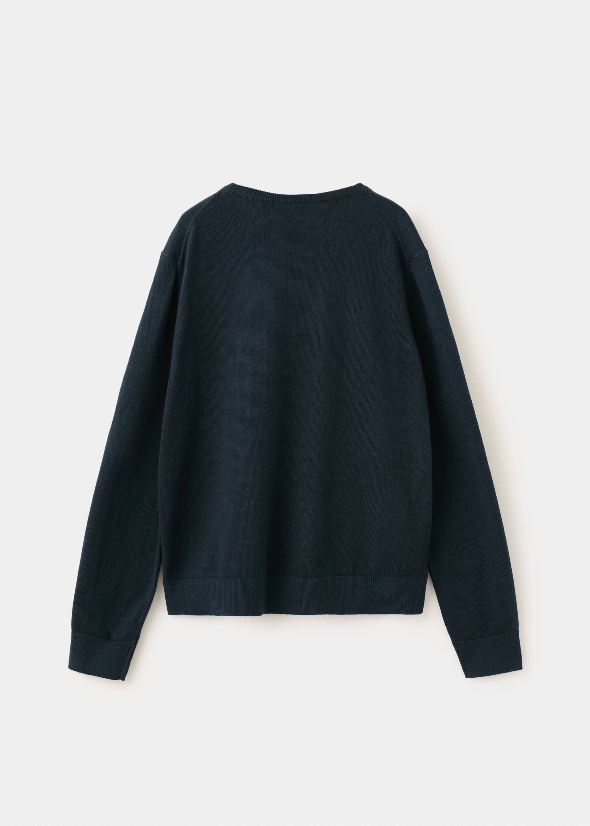 Fine-knit V-neck sweater - Reverse of the article, Navy. Ref: 37094402-00.