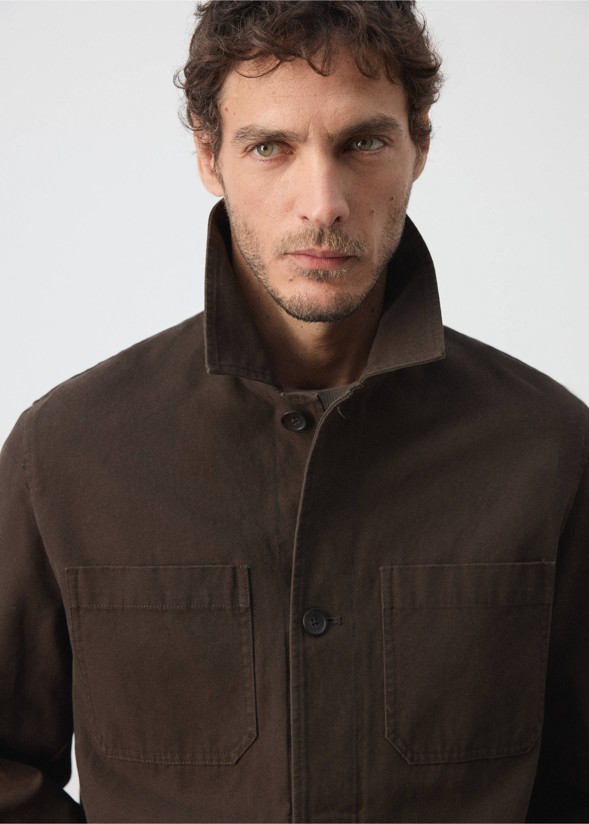 Surchemise 100 % coton poche - Détail de l'article 1, Marron. Ref: 37094403-00.