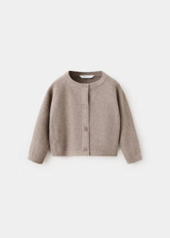 Long sleeves knit cardigan — Medium Brown 1