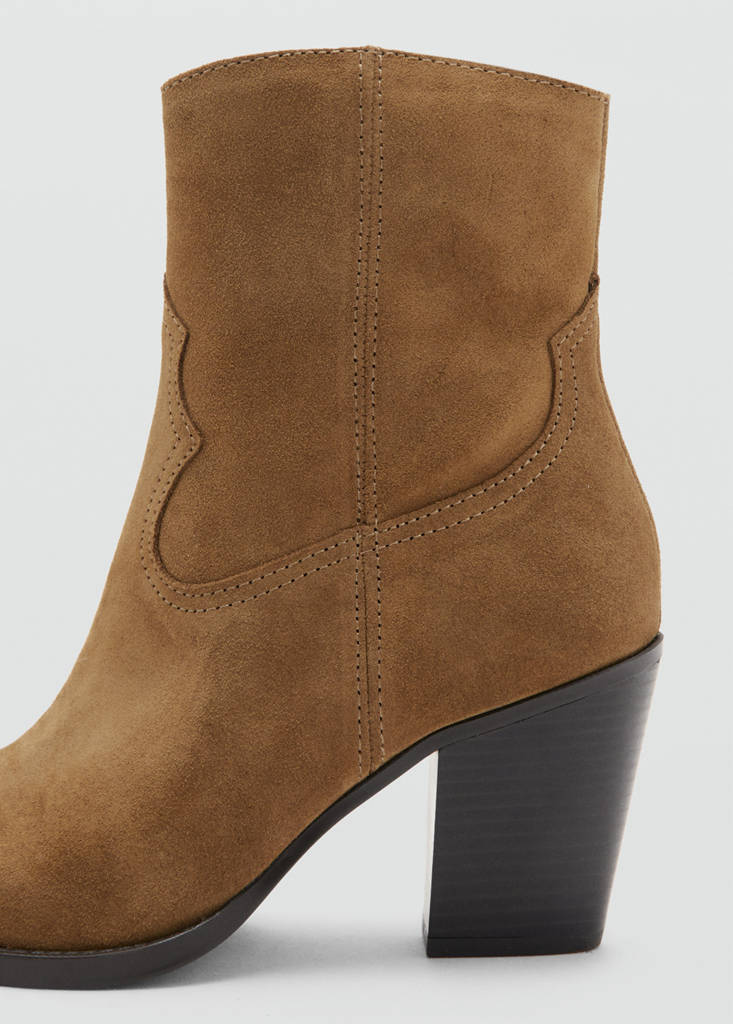 Suede block-heel boots — Tobacco Brown