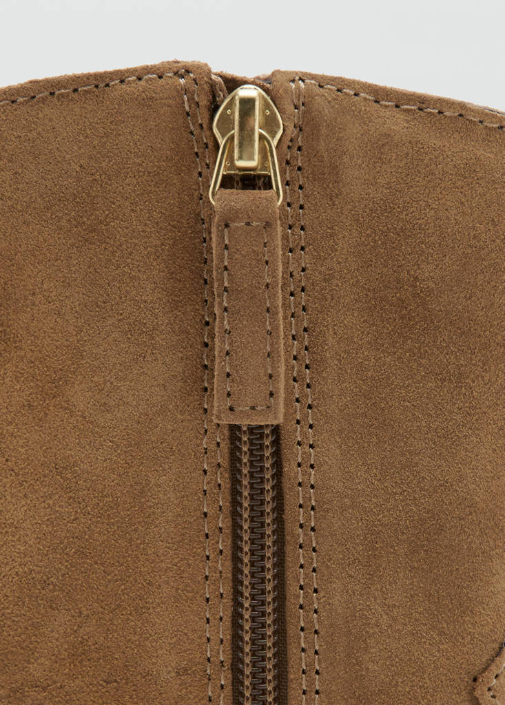 Suede block-heel boots — Tobacco Brown