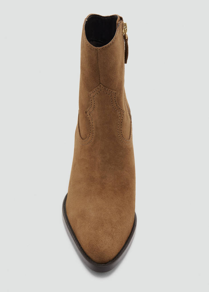 Suede block-heel boots — Tobacco Brown