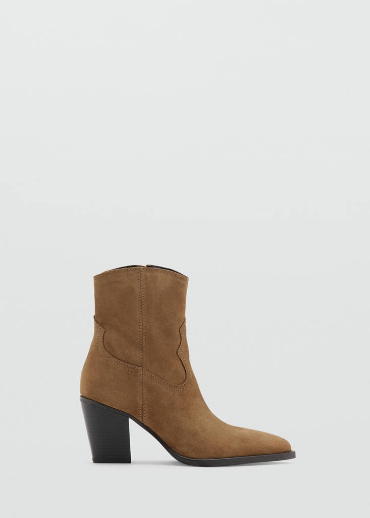 Suede block-heel boots — Tobacco Brown