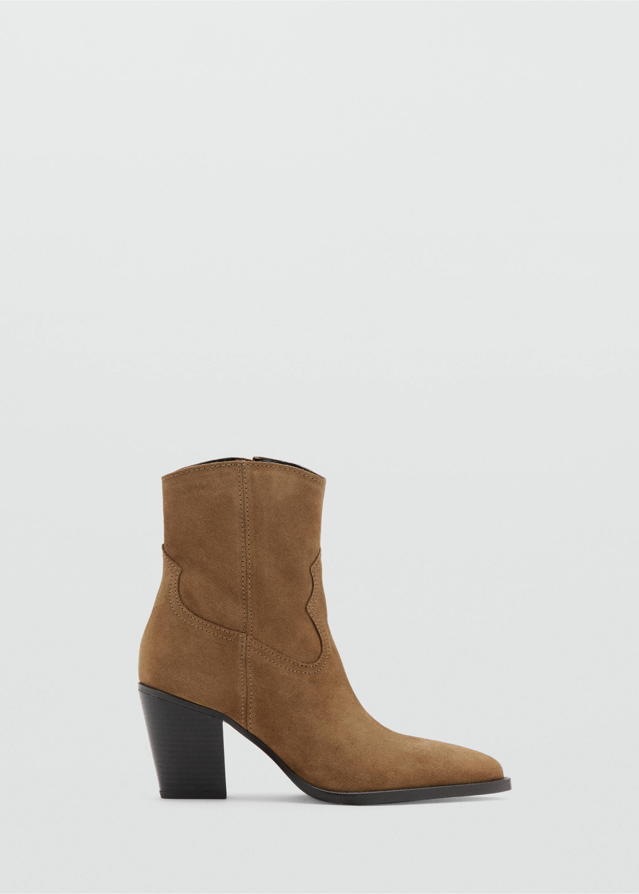 Bottines suède talon bloc - Article sans modèle, Tabac. Ref: 37094409-00.