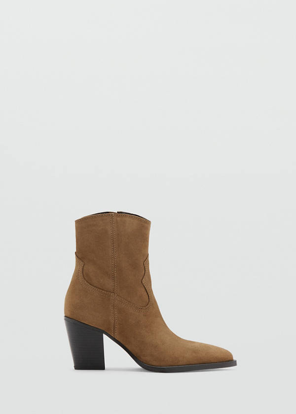 Suede ankle boots with pointed toe — Tobacco Brown