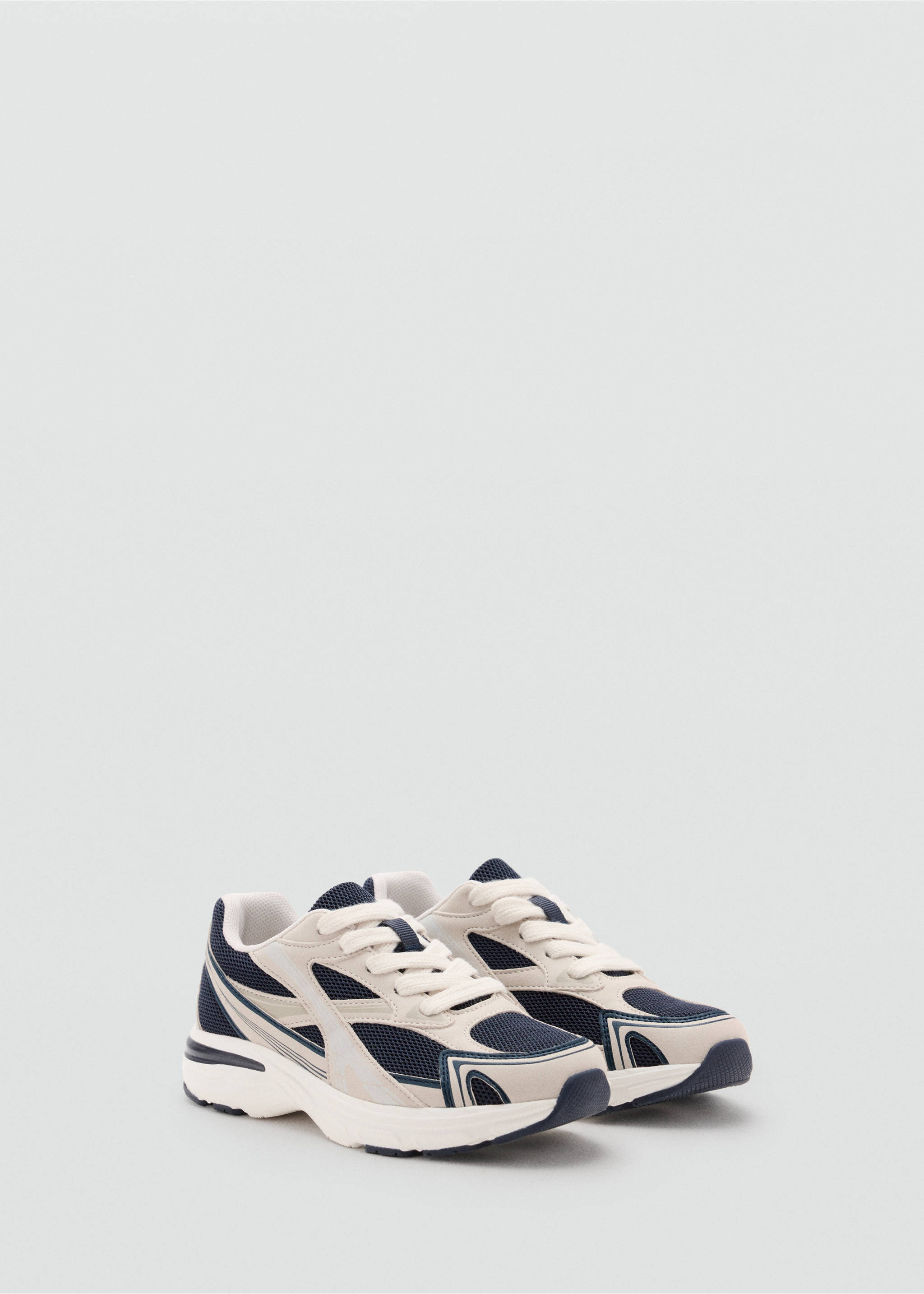 Lace-up mixed sneakers - Medium plane, Navy. Ref: 37094413-00.
