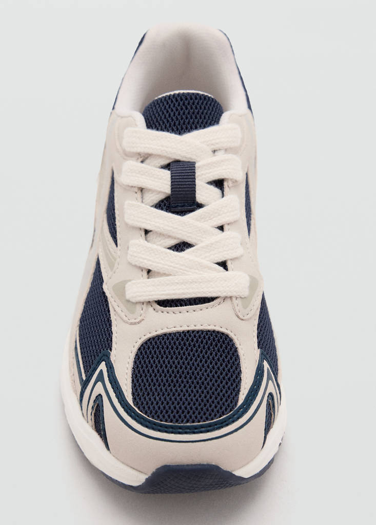 Lace-up mixed sneakers — Navy