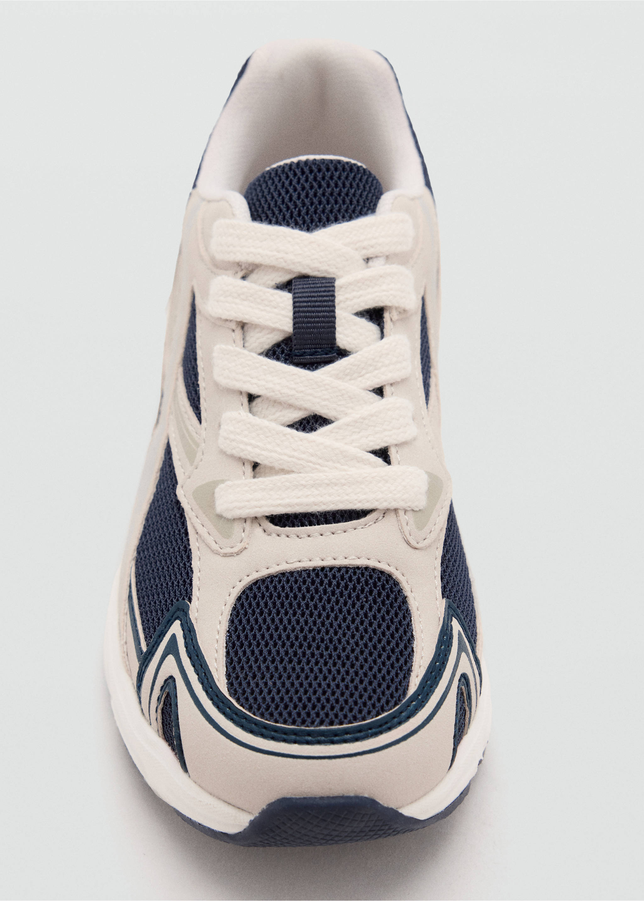 Lace-up mixed sneakers - Details of the article 2, Navy. Ref: 37094413-00.
