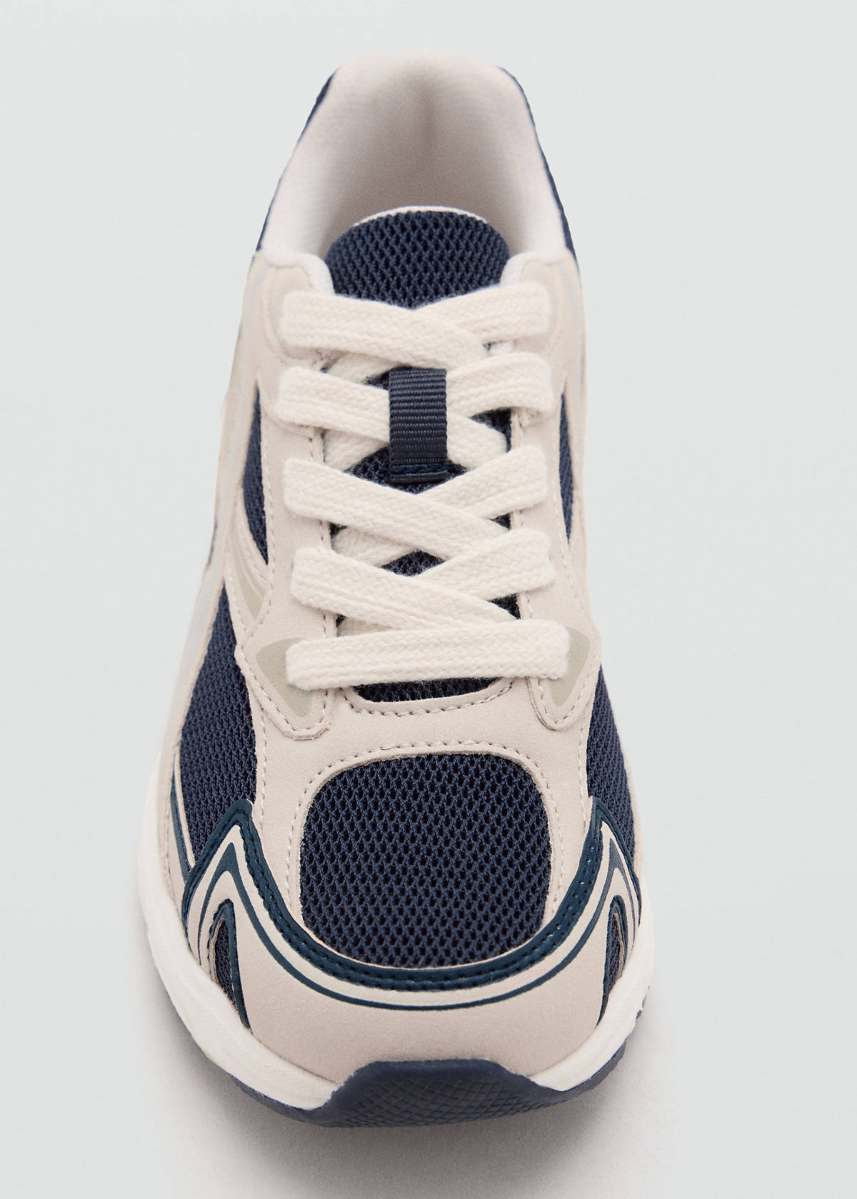 Lace-up mixed sneakers — Navy