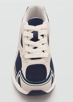 Lace-up mixed sneakers — Navy 5