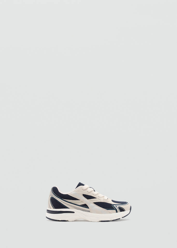 Lace-up mixed sneakers — Navy