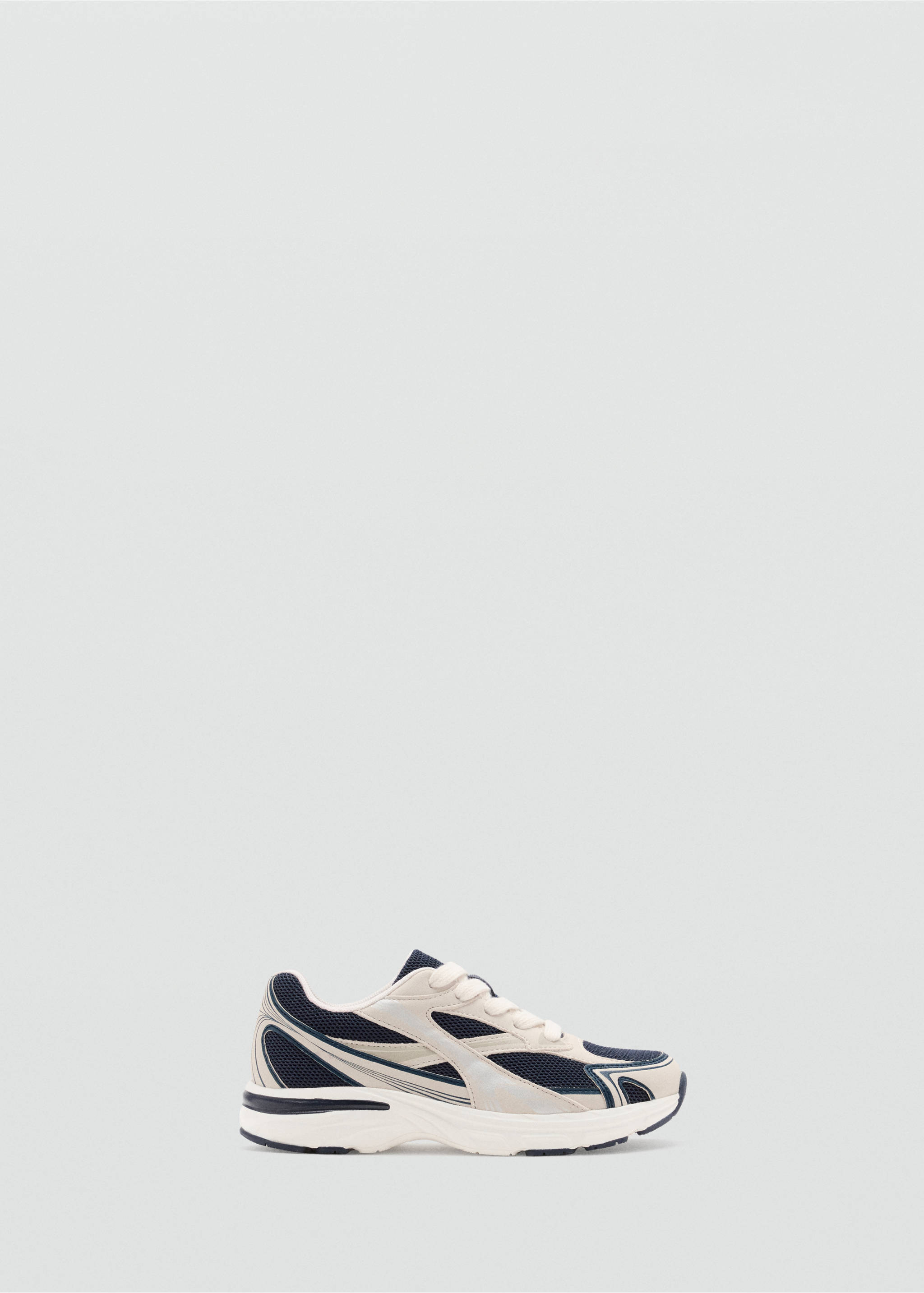 Lace-up mixed sneakers - Article without model, Navy. Ref: 37094413-00.