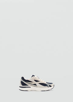 Lace-up mixed sneakers — Navy 1