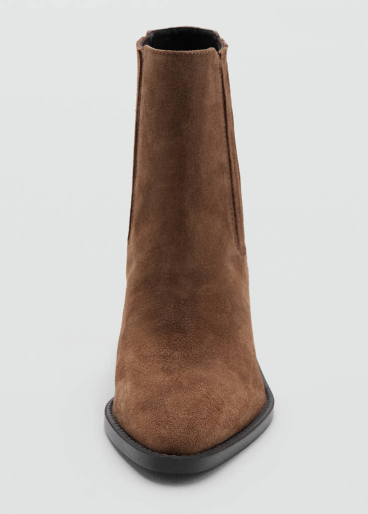 Suede block-heel boots — Tobacco Brown