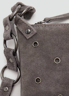 Leather shoulder bag with eyelets — Grey 4