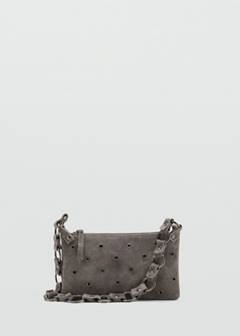 Leather shoulder bag with eyelets — Grey 1