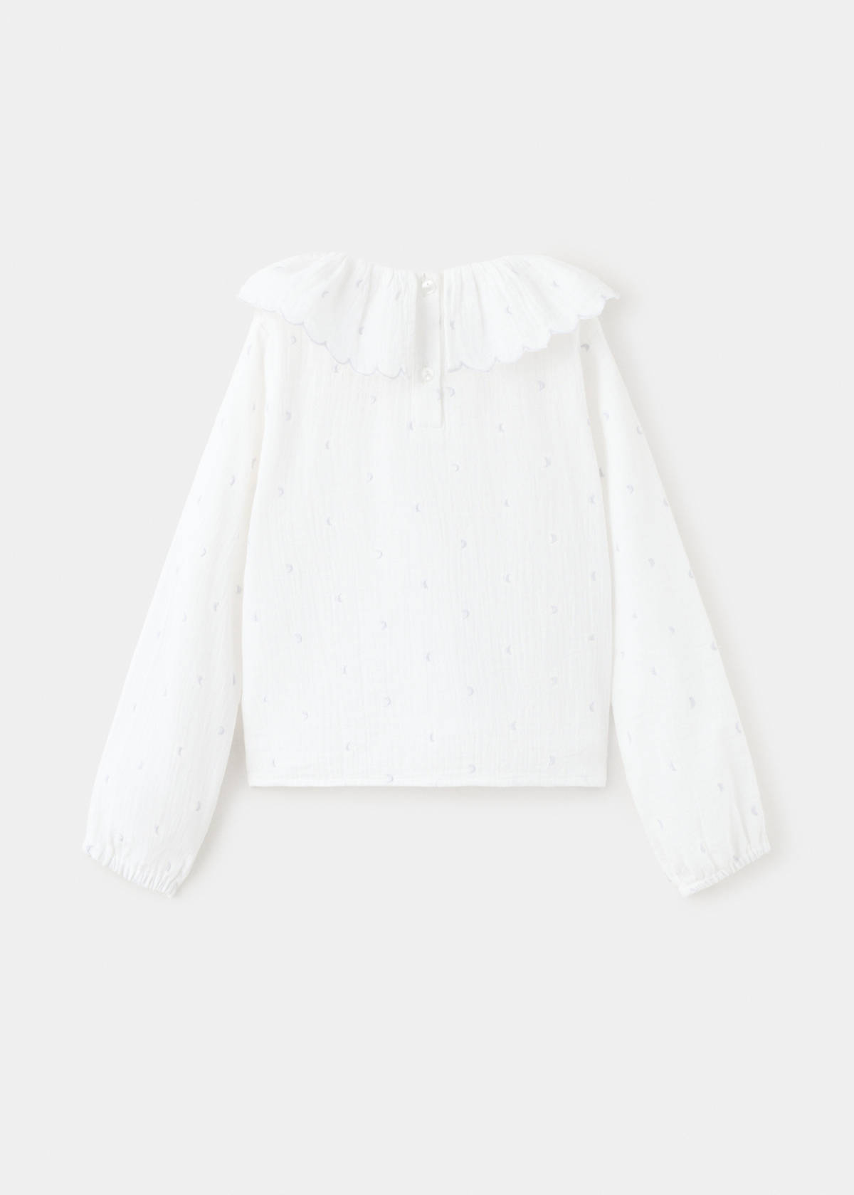 Embroidered cotton gauze blouse — White