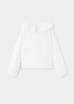 Embroidered cotton gauze blouse — White 3