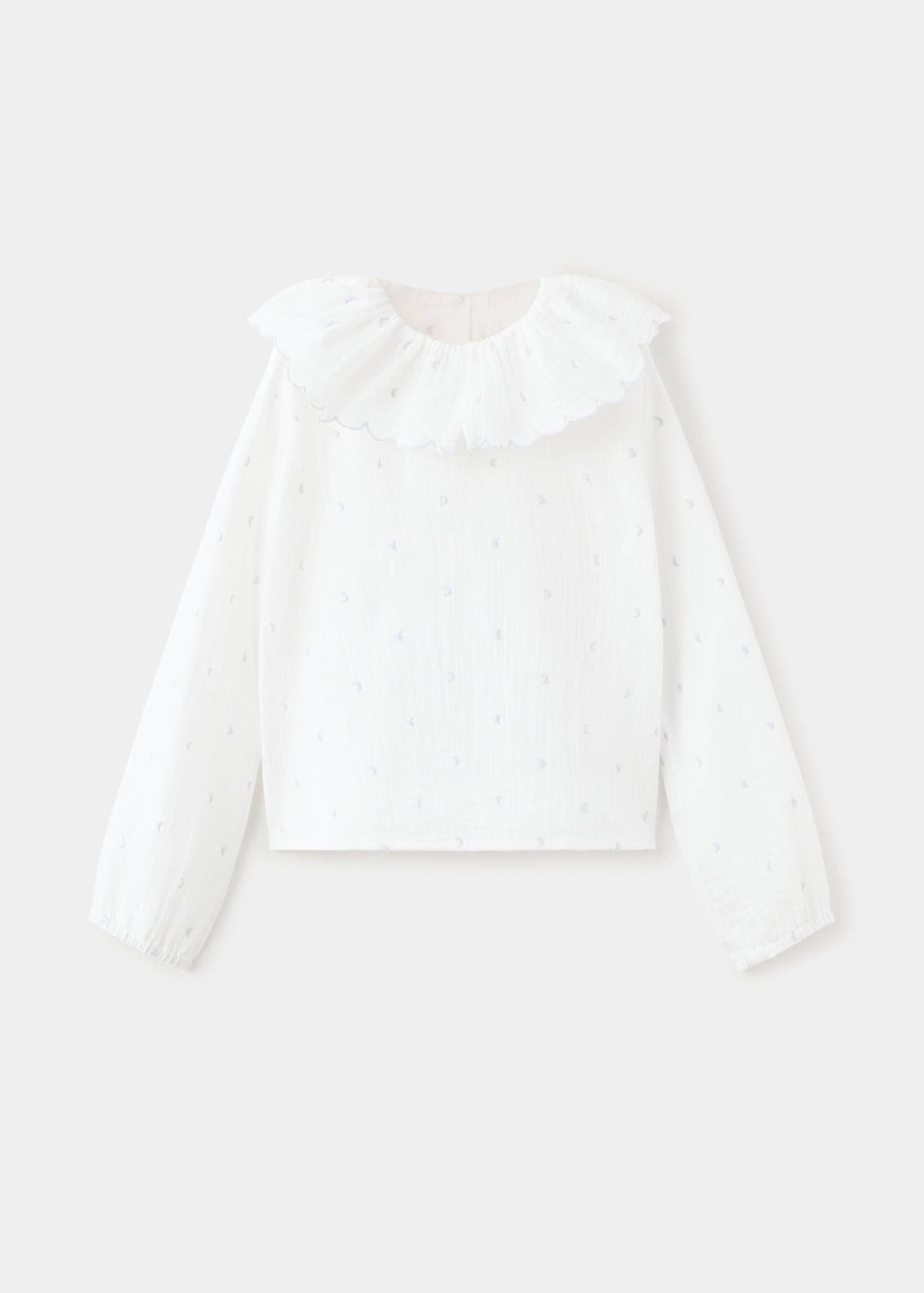 Embroidered cotton gauze blouse — White