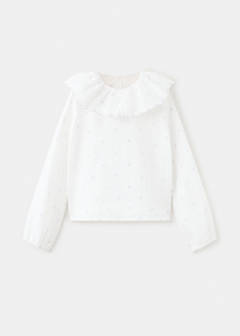 Embroidered cotton gauze blouse — White 1