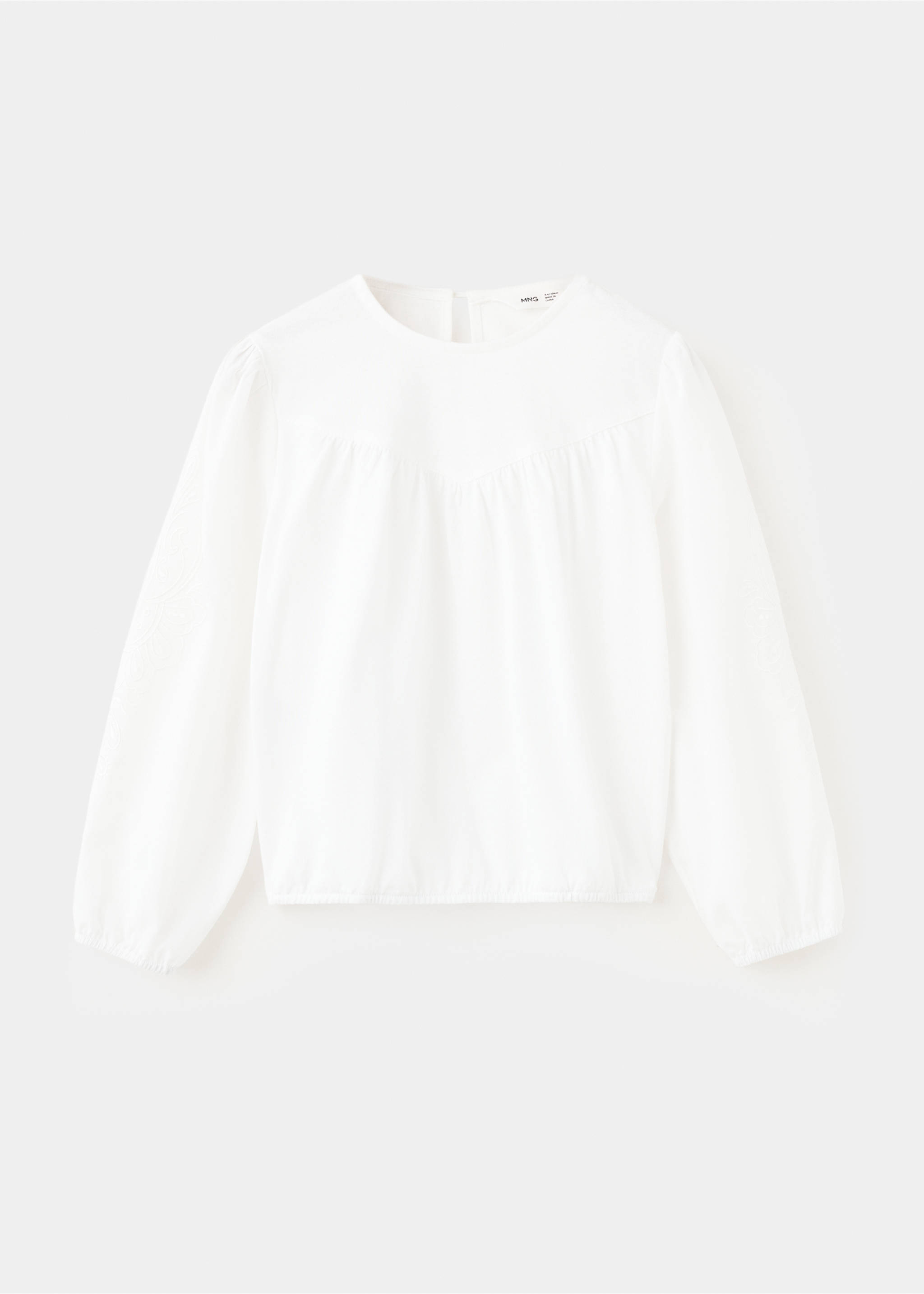 100% cotton embroidered T-shirt - Article without model, Off White. Ref: 37094421-00.