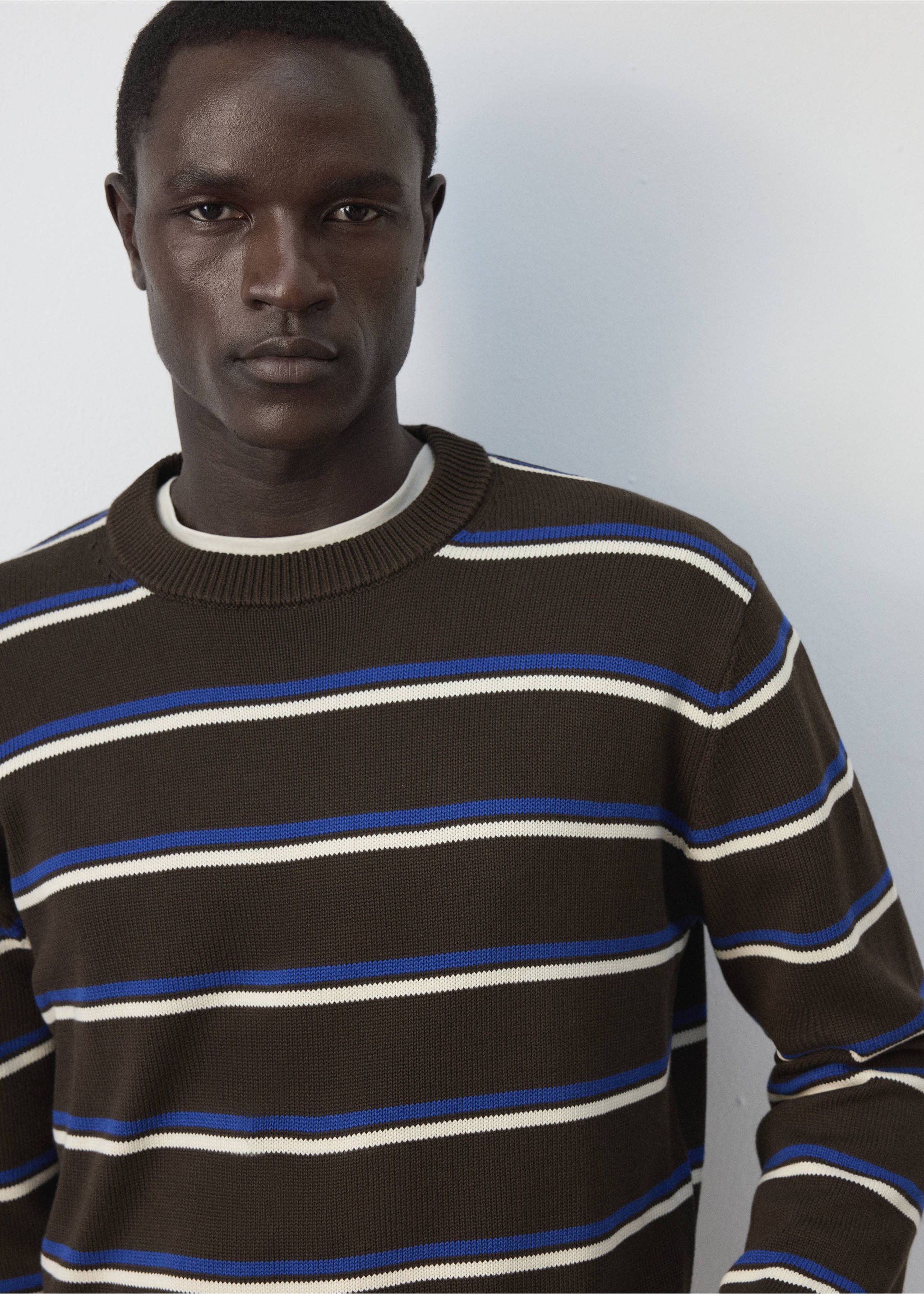 100% cotton mid-weight knit jumper - Details of the article 1, Brown. Ref: 37094422-00.