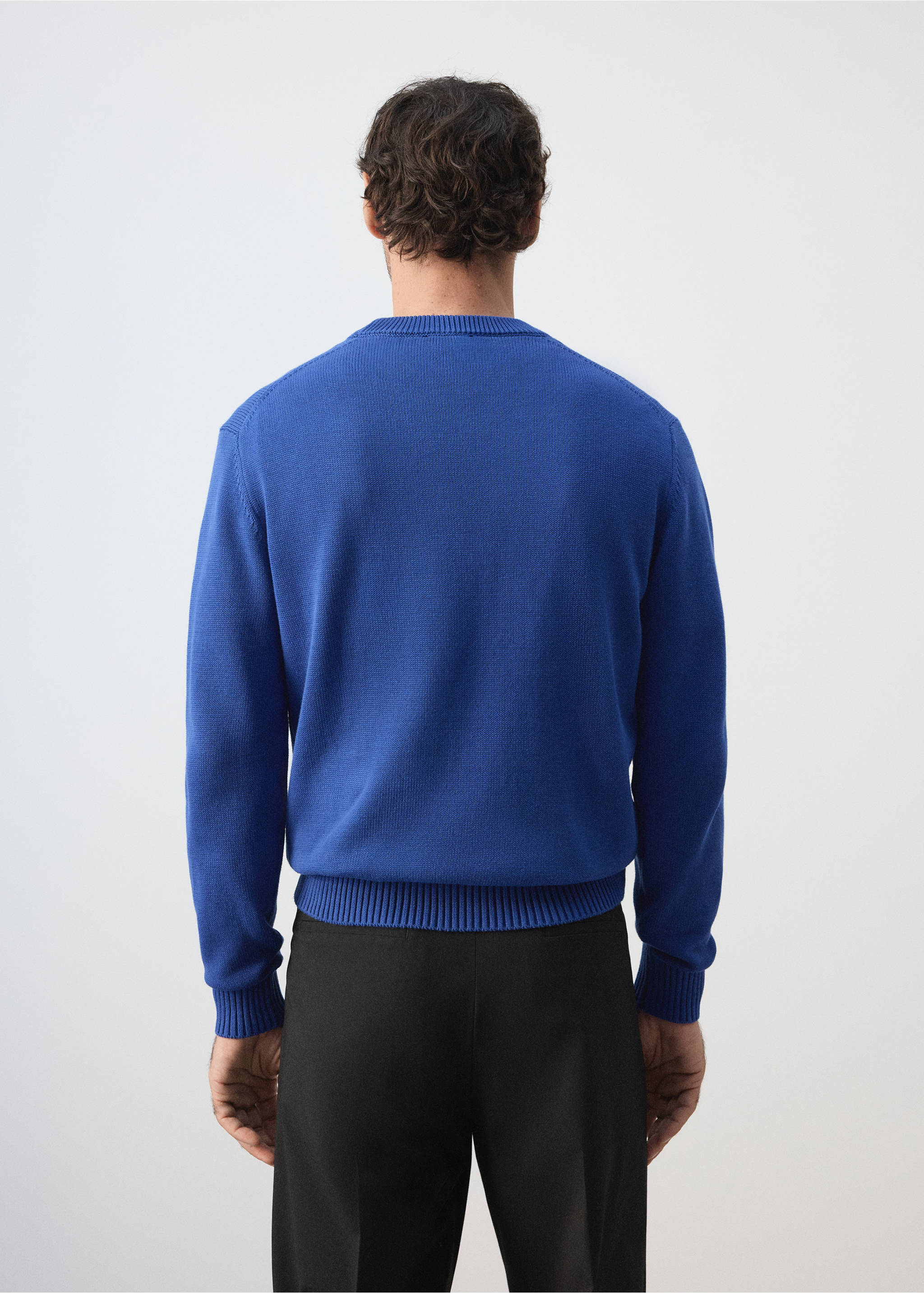 100% cotton mid-weight knit jumper - Reverse of the article, Blue. Ref: 37094422-00.