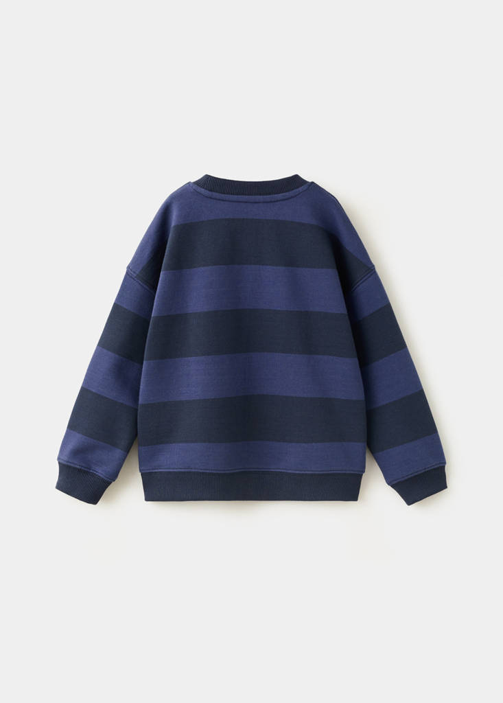 Striped cotton-blend sweatshirt — Dark Navy