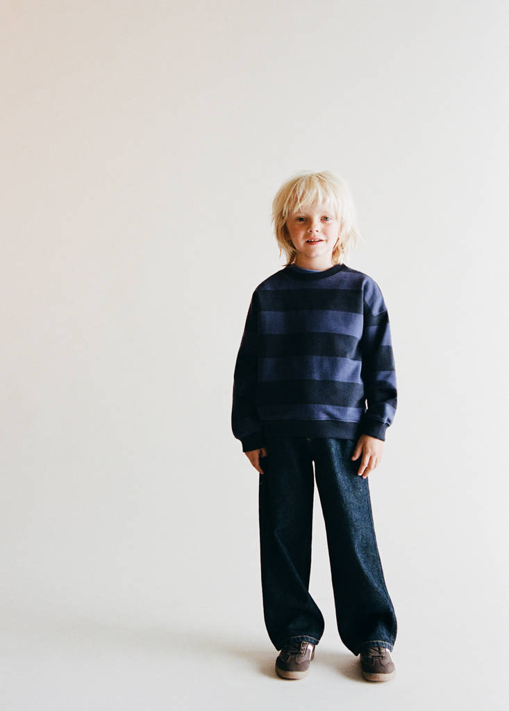 Striped cotton-blend sweatshirt — Dark Navy