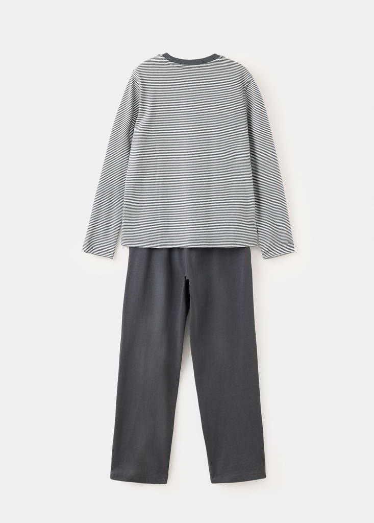 Long printed striped pyjamas — Charcoal
