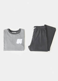 Long printed striped pyjamas — Charcoal 2
