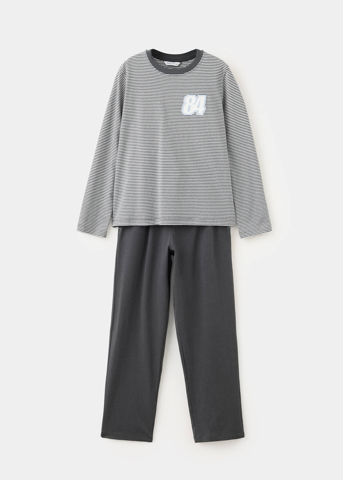 Long printed striped pyjamas — Charcoal