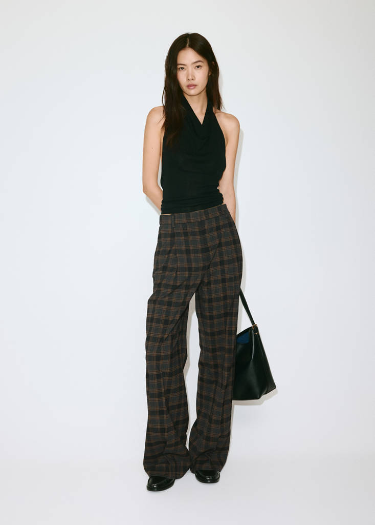 Straight-fit pleated trousers — Brown
