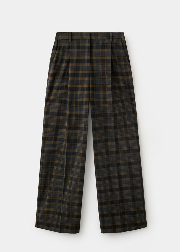 Straight-fit pleated trousers — Brown
