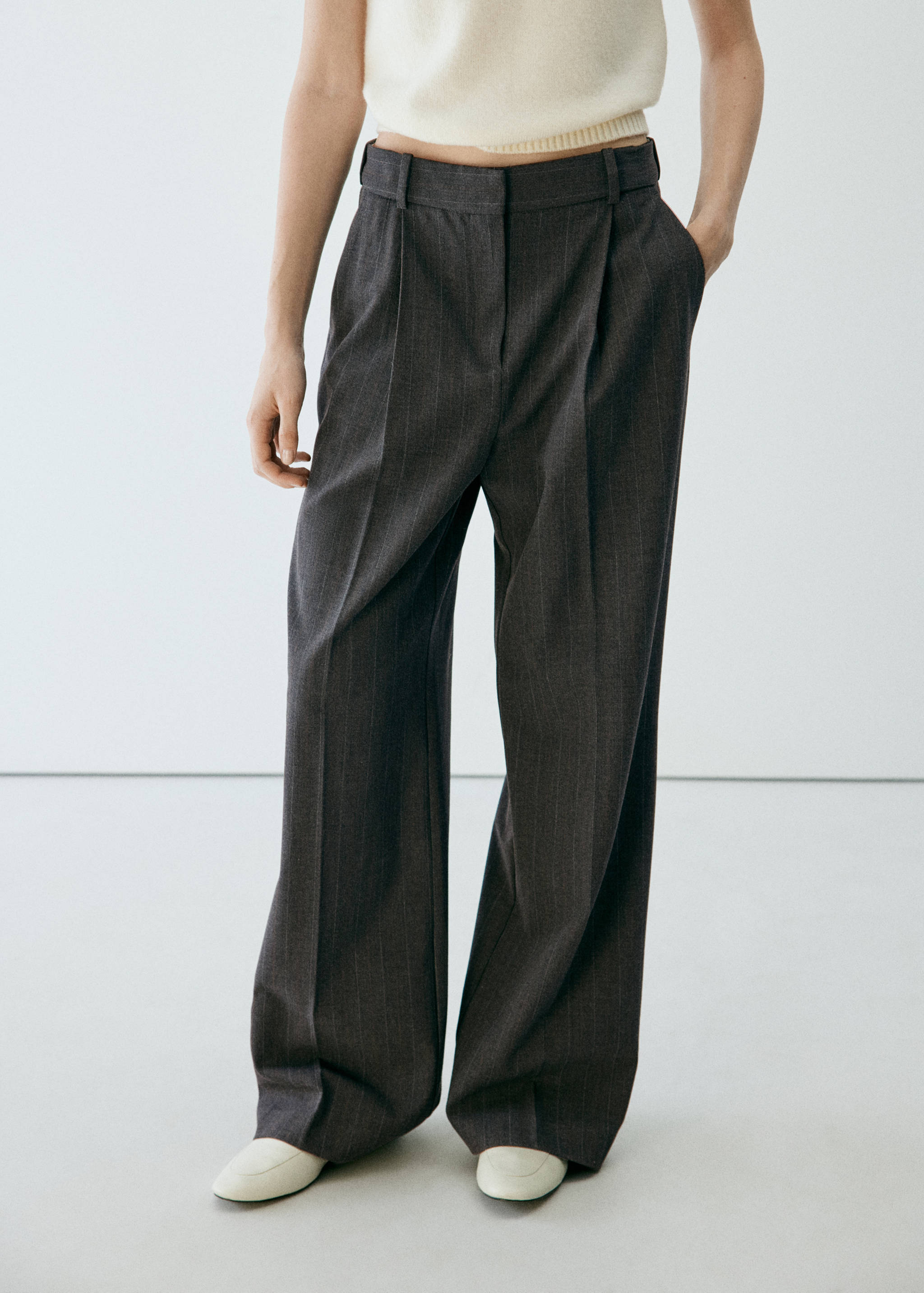 Pantalons rectes pinces - Pla mig