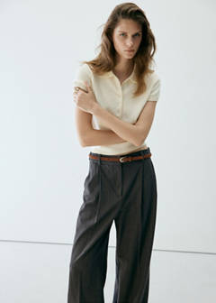 Straight-fit pleated trousers — Grey 11