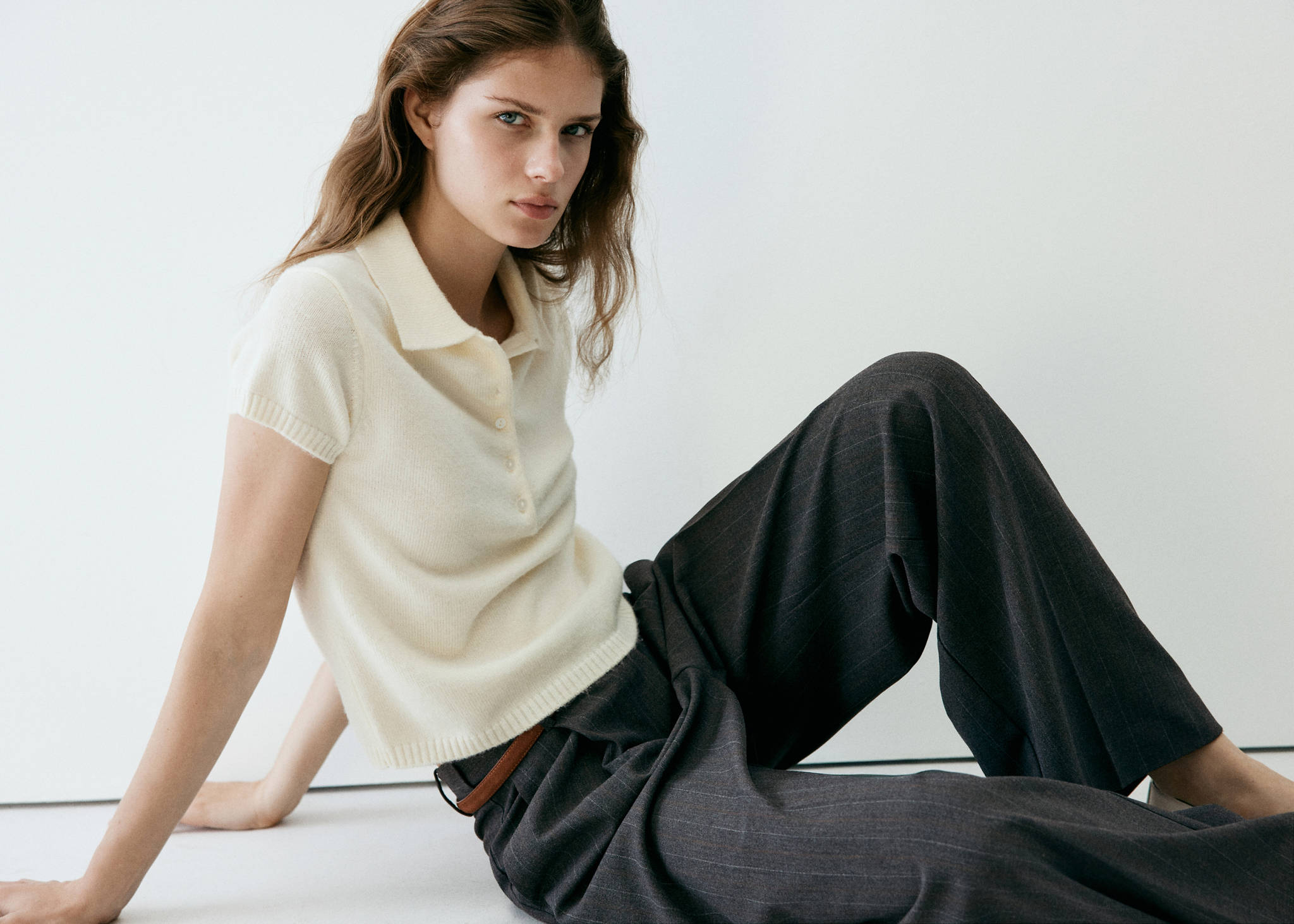 Straight-fit pleated trousers - Panoramic plane