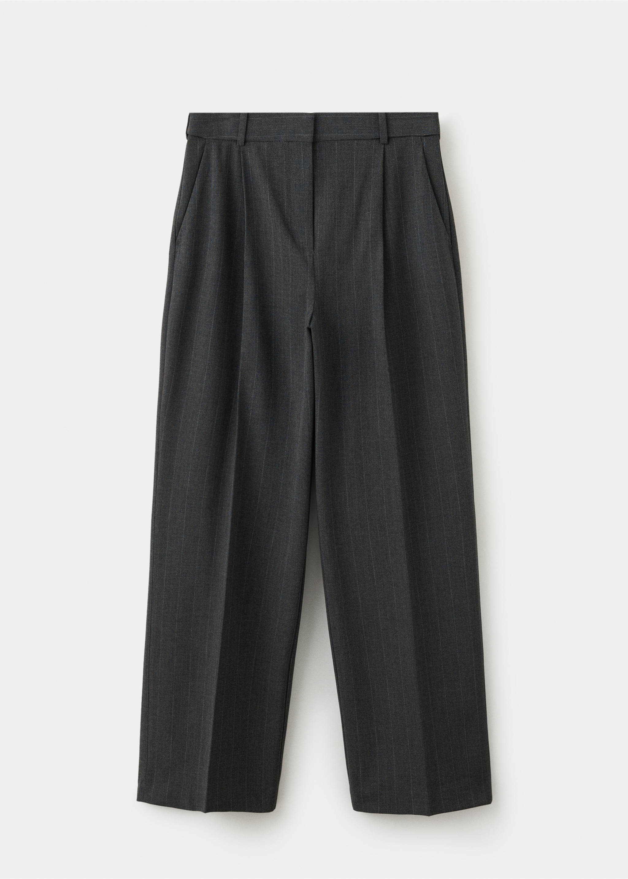 Straight-fit pleated trousers - Article without model, Grey. Ref: 37094428-00.