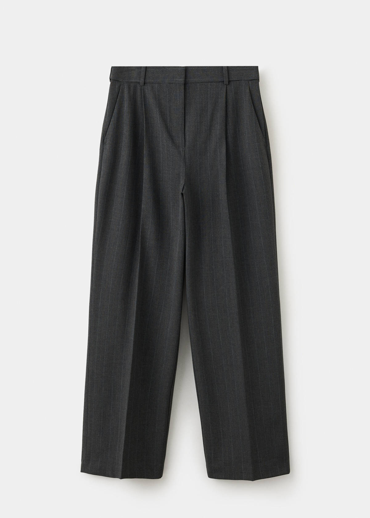 Straight-fit pleated trousers — Grey