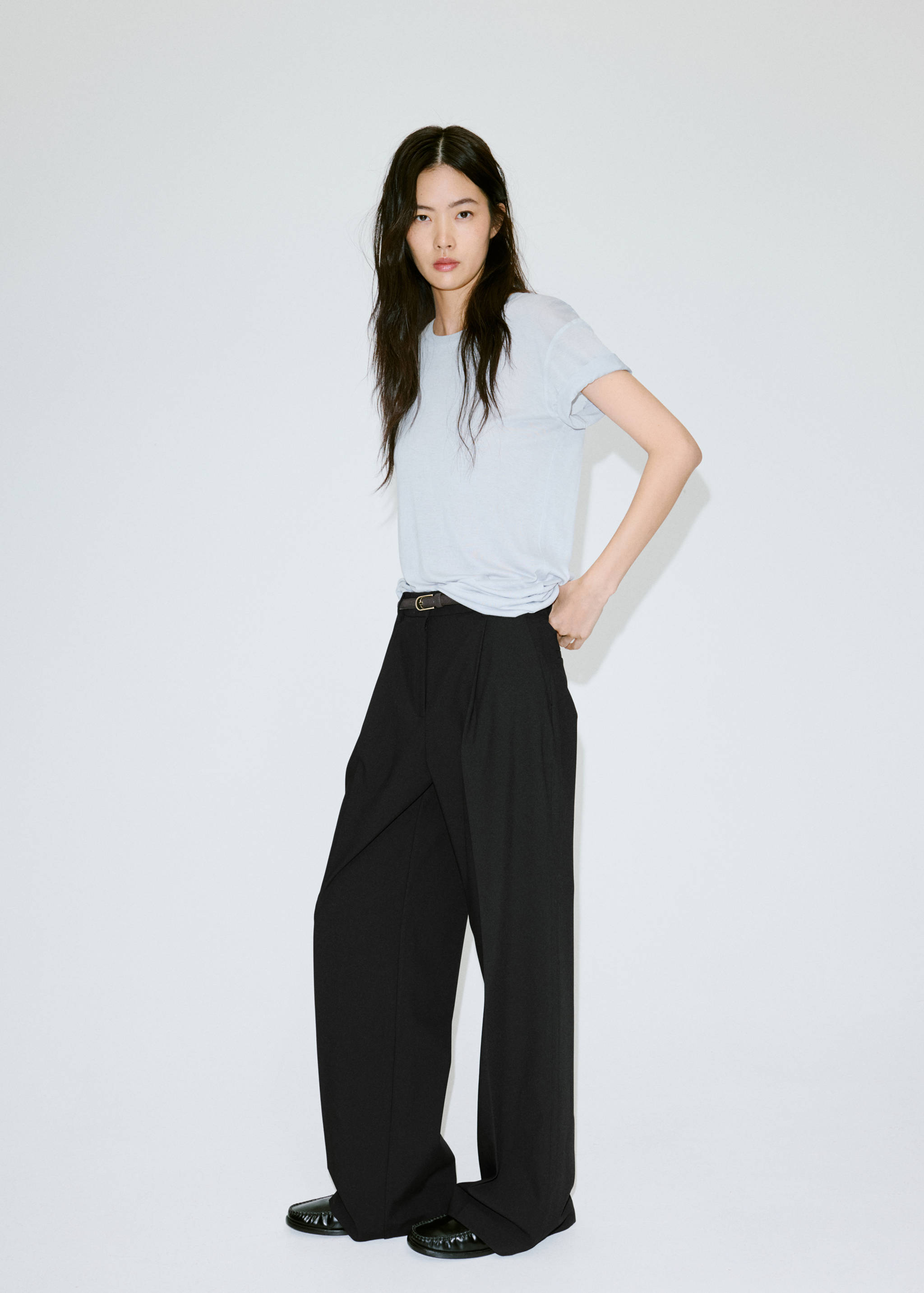 Straight-fit pleated trousers - General plane
