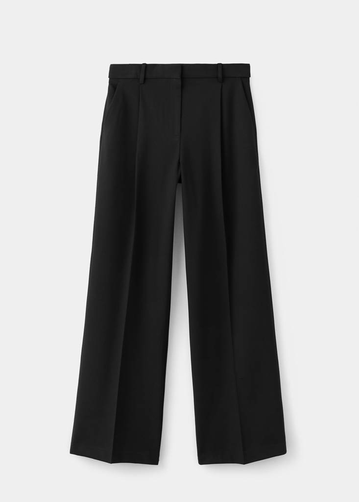 Straight-fit pleated trousers — Black