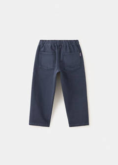 Cotton trousers with elasticated waistband — Navy 4