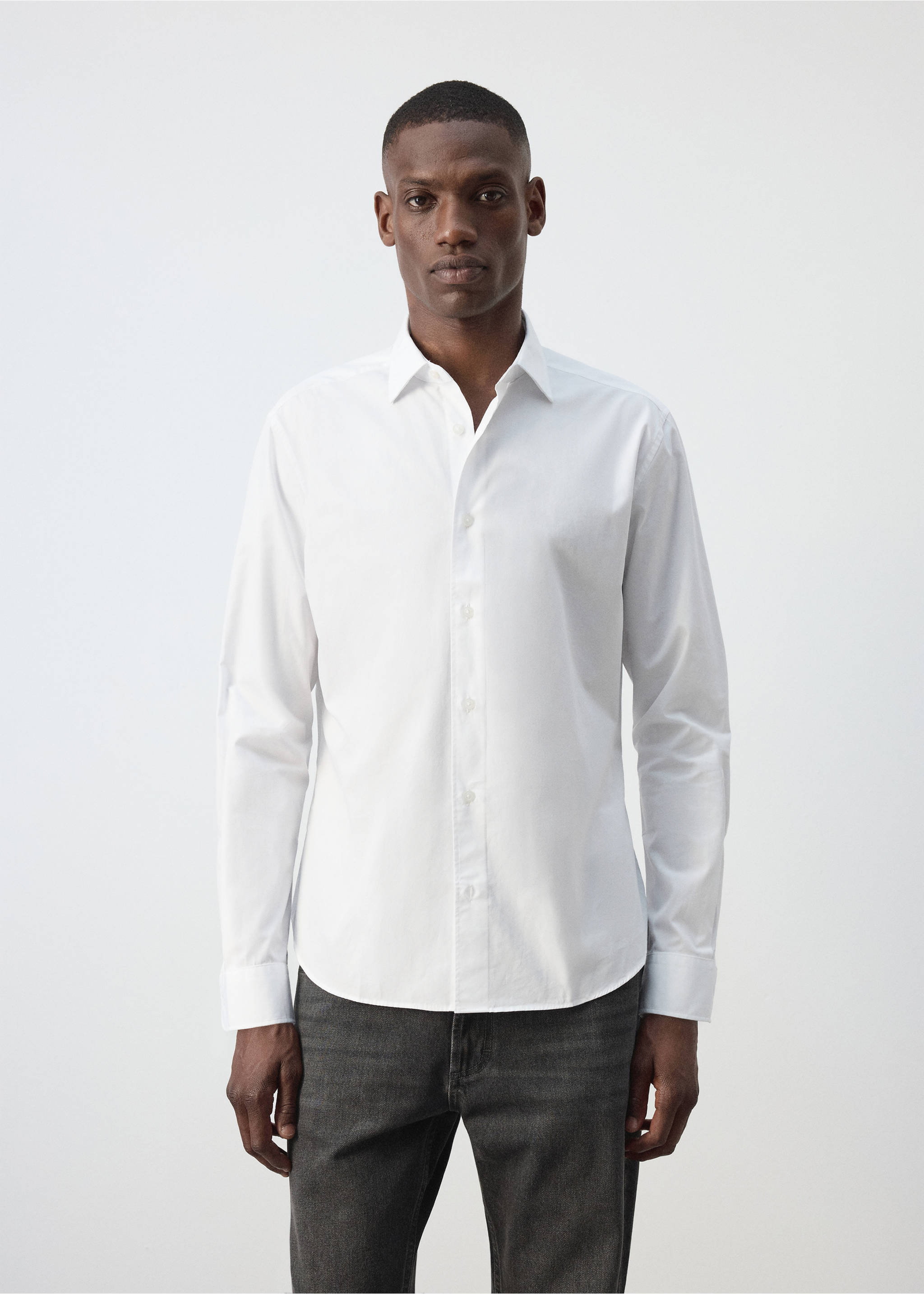 Regular-fit 100% cotton shirt - Medium plane, White. Ref: 37094431-00.