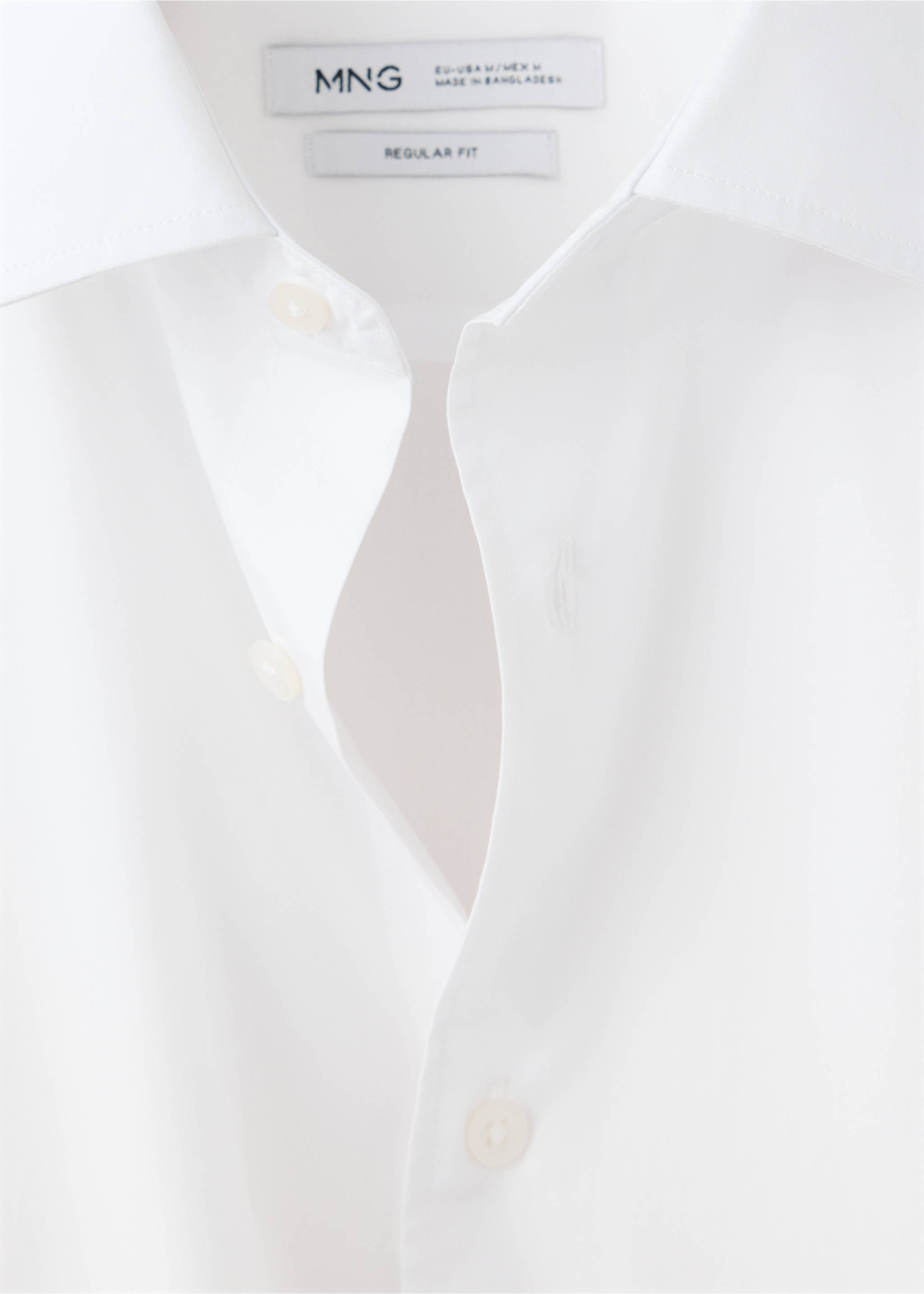 Regular-fit 100% cotton shirt - Details of the article 8, White. Ref: 37094431-00.