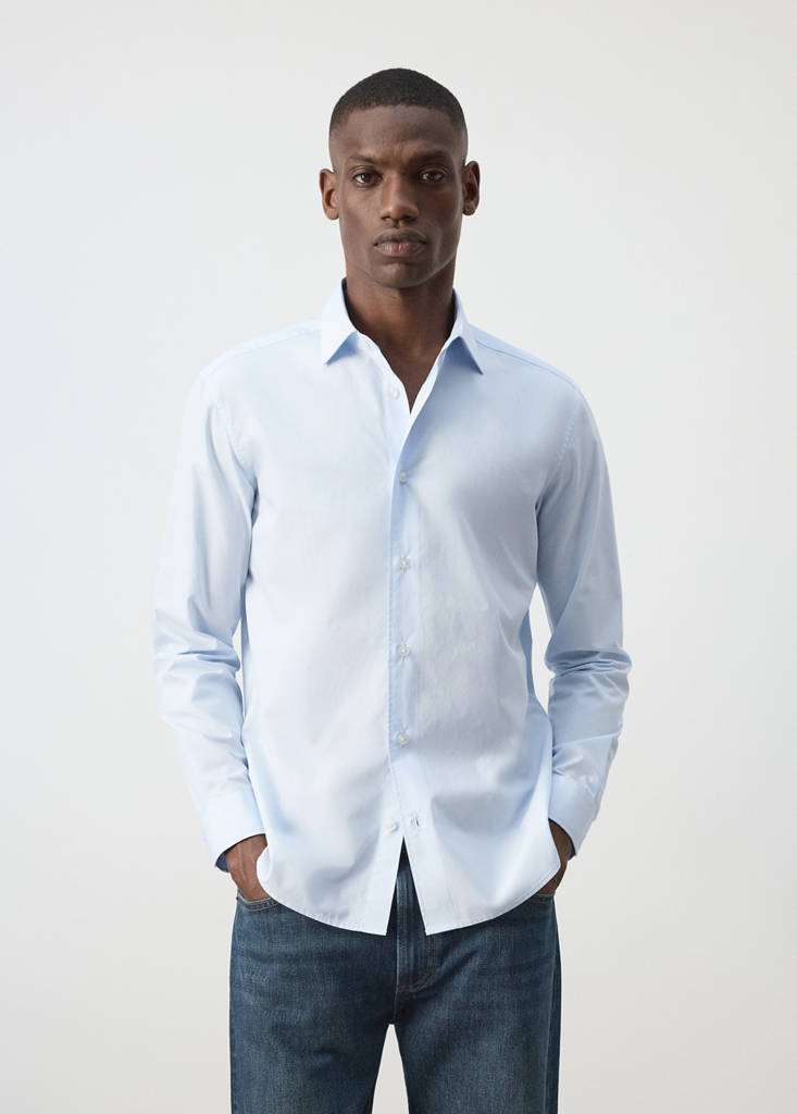 Regular-fit 100% cotton shirt — Sky Blue